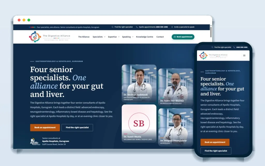 The Digestive Alliance website on desktop and mobile
