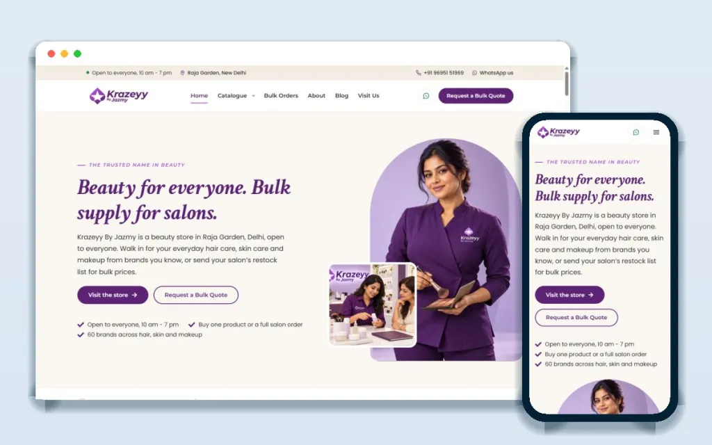 Krazeyy By Jazmy website on desktop and mobile