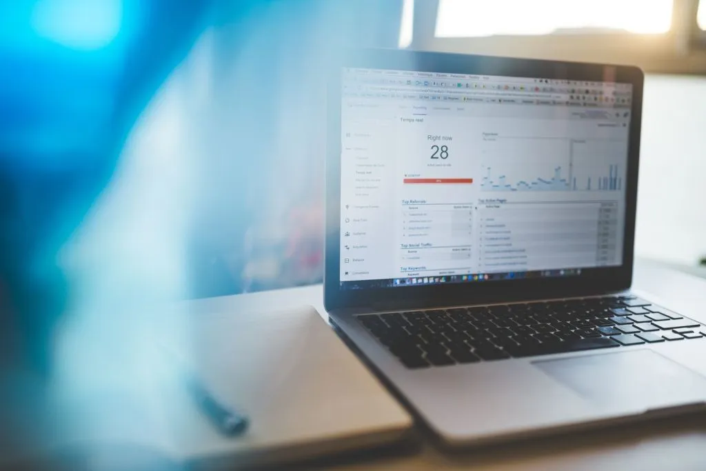 Laptop showing a marketing performance dashboard