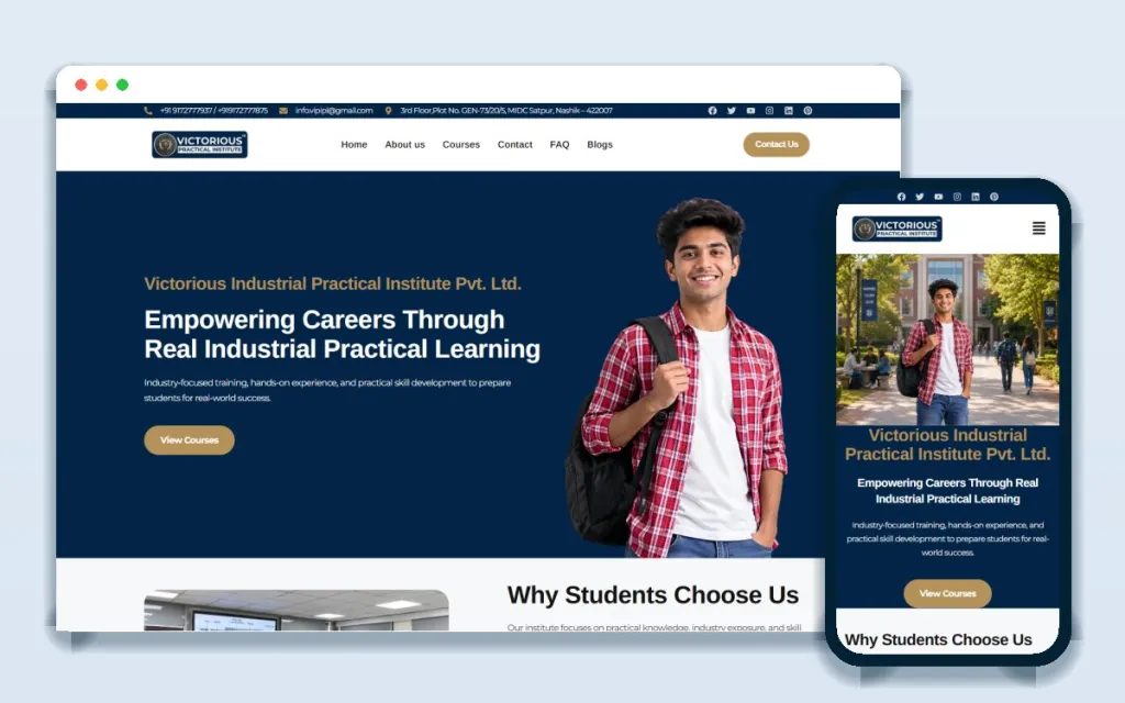 Victorious Institute website on desktop and mobile